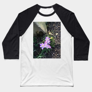 Tiny Cat With Crocuses Baseball T-Shirt